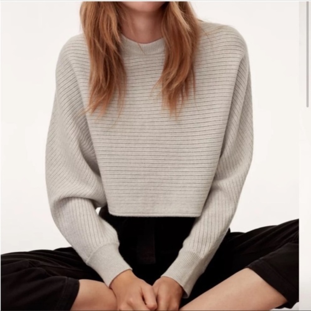 WILFRED FREE ARITZIA Merino Wool Oversized‎ Cropped Lolan Sweater